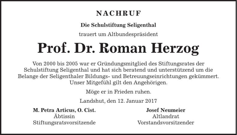 Traueranzeige Roman Herzog