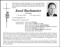 Traueranzeige Josef Bachmeier