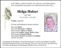 Traueranzeige Helga Holzer