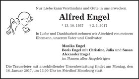 Traueranzeige Alfred Engel