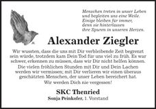 Traueranzeige Alexander Ziegler