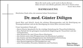 Traueranzeige Günter Döltgen