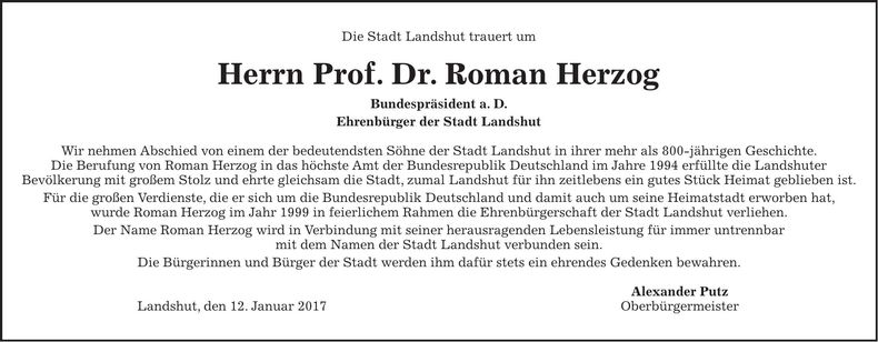 Traueranzeige Roman Herzog