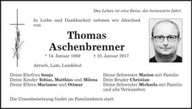 Traueranzeige Thomas Aschenbrenner