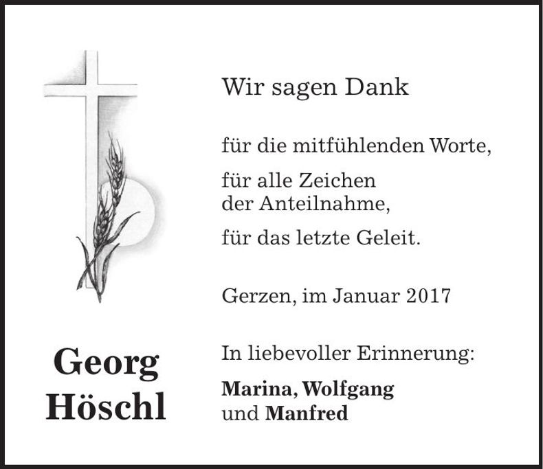 Traueranzeige Georg Höschl