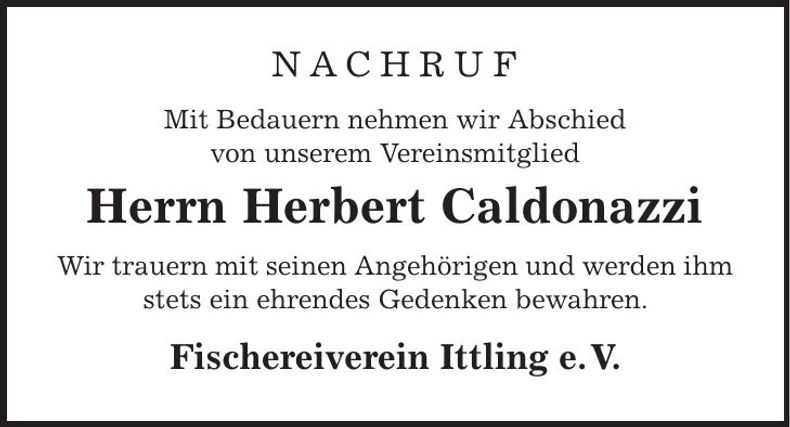 Traueranzeige Herbert Caldonazzi