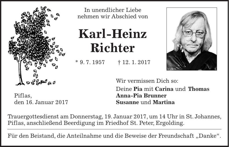 Traueranzeige Karl-Heinz Richter