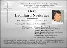 Traueranzeige Leonhard Norkauer