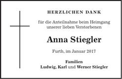 Traueranzeige Anna Stiegler