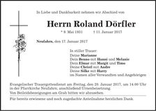 Traueranzeige Roland Dörfler