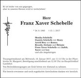 Traueranzeige Franz Xaver Schebelle