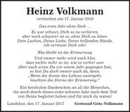 Traueranzeige Heinz Volkmann