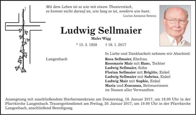 Traueranzeige Ludwig Sellmaier
