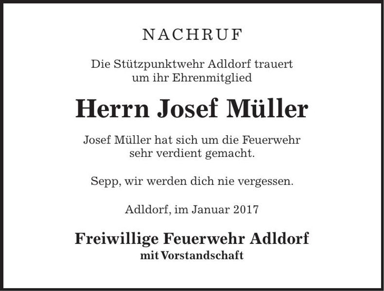 Traueranzeige Josef Müller