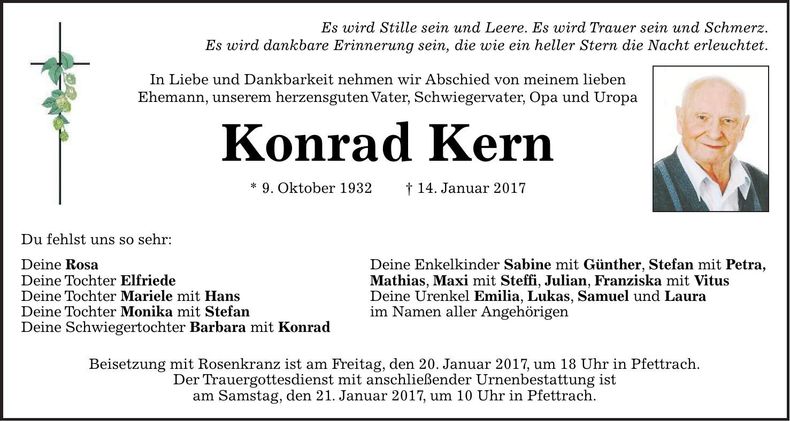 Traueranzeige Konrad Kern