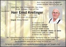 Traueranzeige Ernst Kreitinger