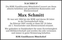 Traueranzeige Max Schmitt