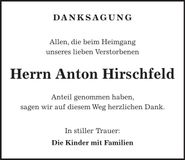 Traueranzeige Anton Hirschfeld
