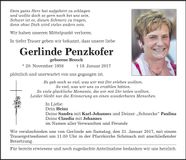 Traueranzeige Gerlinde Penzkofer