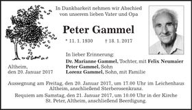 Traueranzeige Peter Gammel
