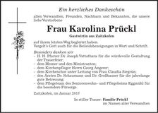 Traueranzeige Karolina Prückl