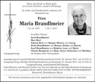 Traueranzeige Maria Brandlmeier