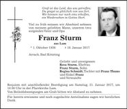 Traueranzeige Franz Sturm