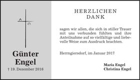 Traueranzeige Günter Engel