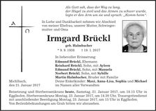 Traueranzeige Irmgard Brückl