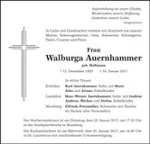 Traueranzeige Walburga Auernhammer