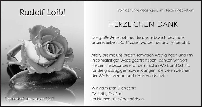 Traueranzeige Rudolf Loibl