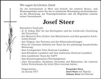 Traueranzeige Steer Josef