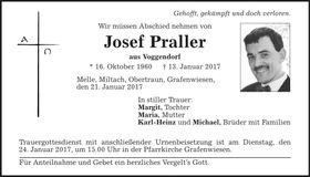 Traueranzeige Josef Praller