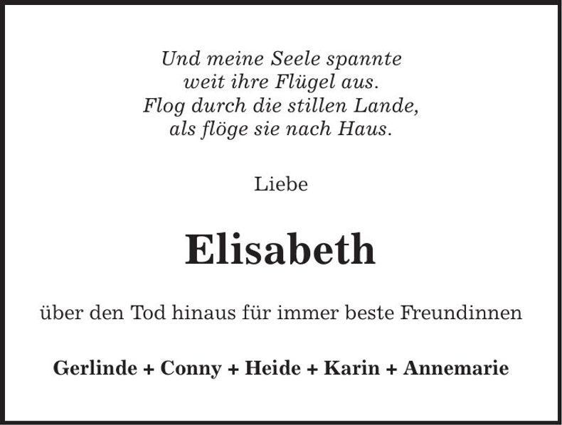 Traueranzeige Elisabeth Streifeneder