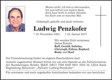 Traueranzeige Ludwig Penkofer