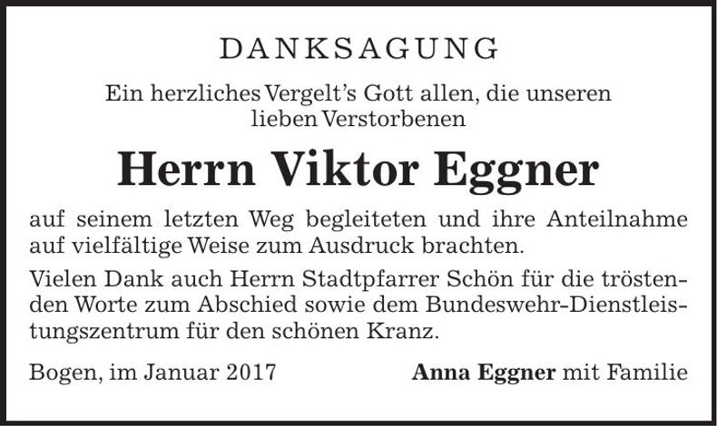 Traueranzeige Viktor Eggner