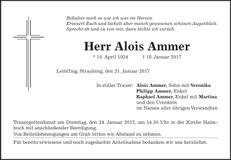Traueranzeige Alois Ammer