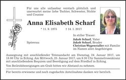 Traueranzeige Elisabeth Scharf