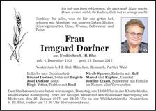 Traueranzeige Irmgard Dorfner
