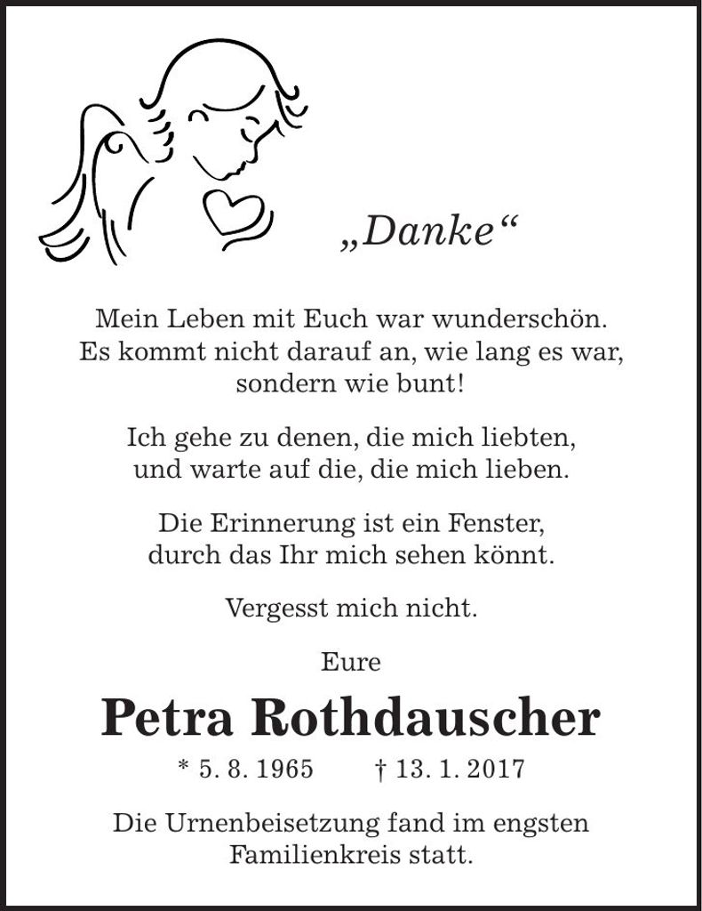 Traueranzeige Petra Rothdauscher