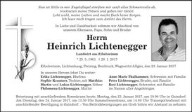 Traueranzeige Heinrich Lichtenegger