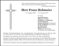 Traueranzeige Franz Hobmaier