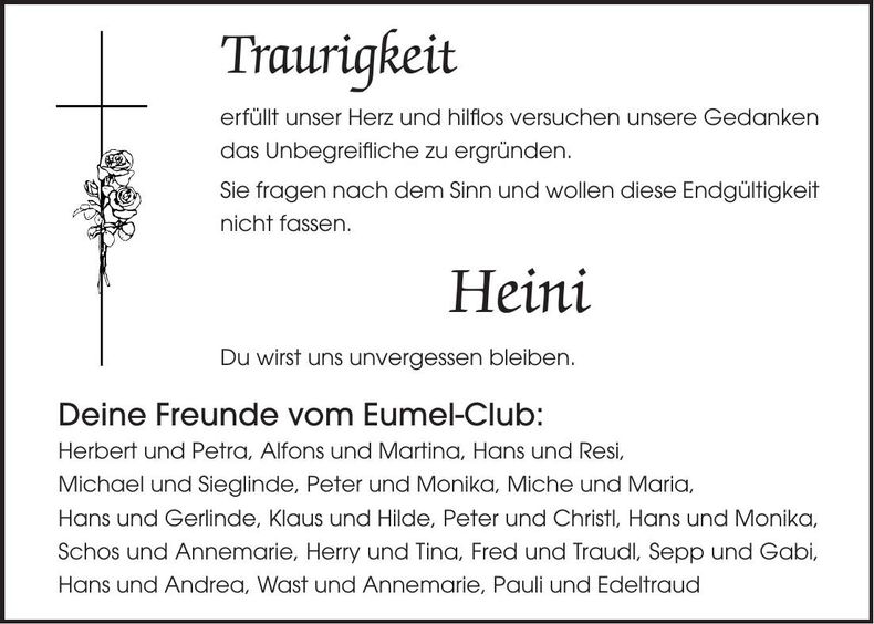 Traueranzeige Heinrich Lichtenegger