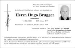 Traueranzeige Hugo Brugger