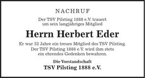 Traueranzeige Herbert Eder