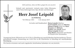 Traueranzeige Josef Leipold