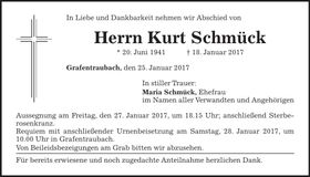 Traueranzeige Kurt Schmück