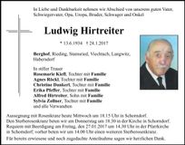 Traueranzeige Ludwig Hirtreiter
