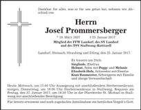 Traueranzeige Josef Prommersberger