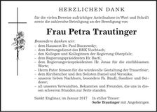 Traueranzeige Petra Trautinger